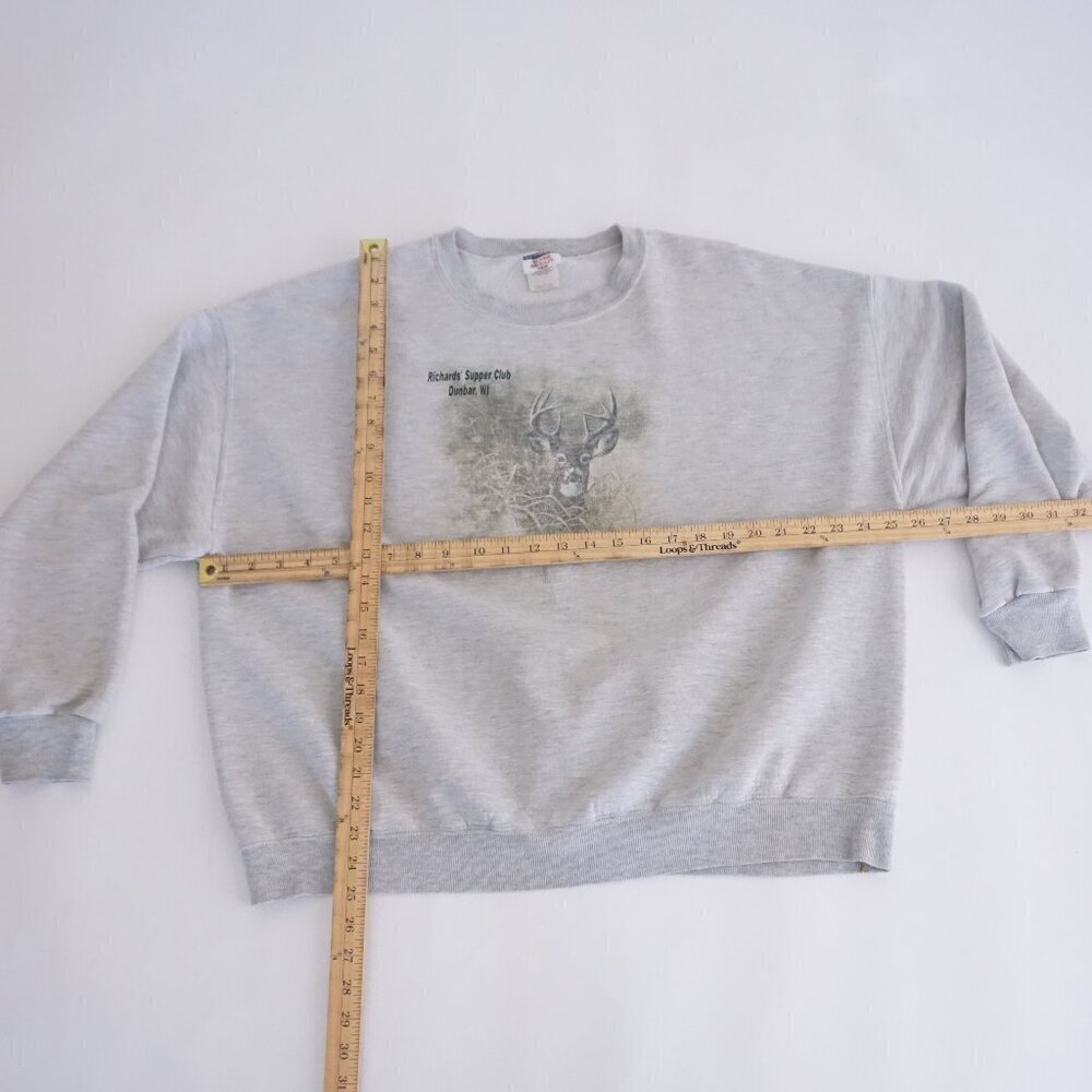 '90s Jerzees Gray Hunting Buck Outdoor Cotton Blend Boxy Fit Crewneck Sweater 2X